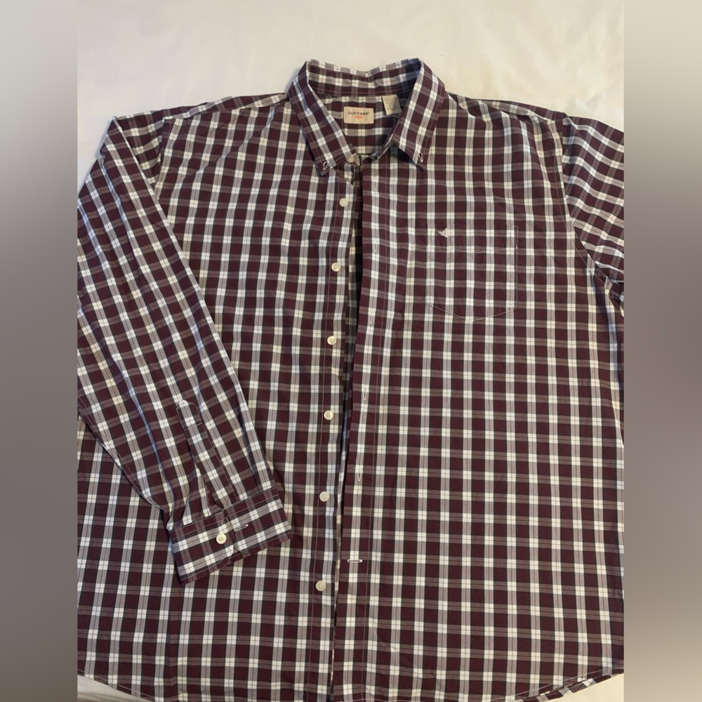 Dockers Maroon and White Checkered L/S Shirt